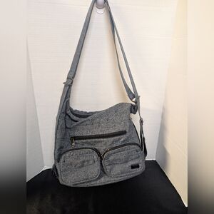 Original Lug Zipliner Purse in Heather Grey Backpack & Shoulder Bag 2 Bags  In 1